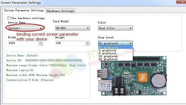 Screen parameter settings