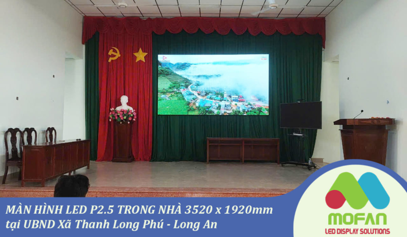 Màn hình LED p2.5 trong nhà 3520 1920 UBND xã Thanh Long Phú Long An